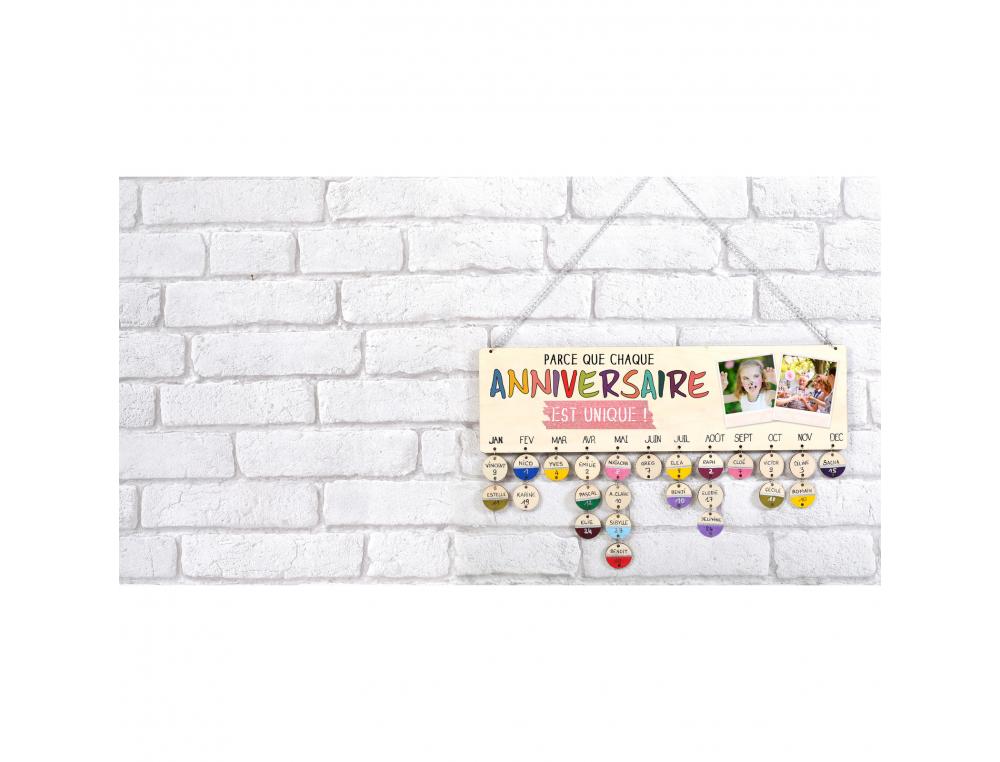 CALENDRIER PERPETUEL ANNIVERSAIRE GRAINE CREATIVE  BOIS AVEC 50 DISQUES A        DECORER