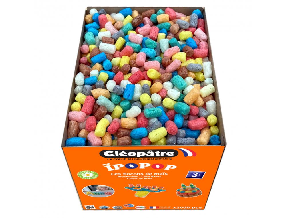 FLOCON DE MAIS CLEOPATRE IPOPOP 15MM + 1 EPONGE + 1    GUIDE COLORIS ASSORTIS PACK   DE 2000 FLOCONS