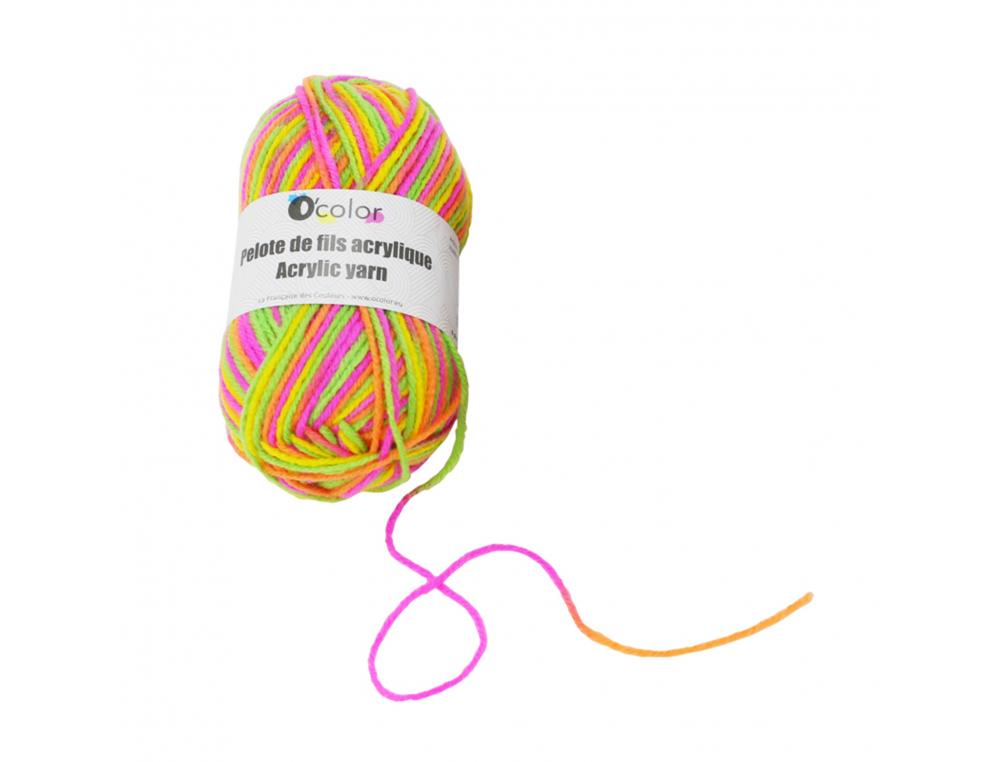 FIL ACRYLIQUE OCOLOR ENVIRON 90M COLORIS FLUOS ASSORTIS    LOT DE 4 PELOTES