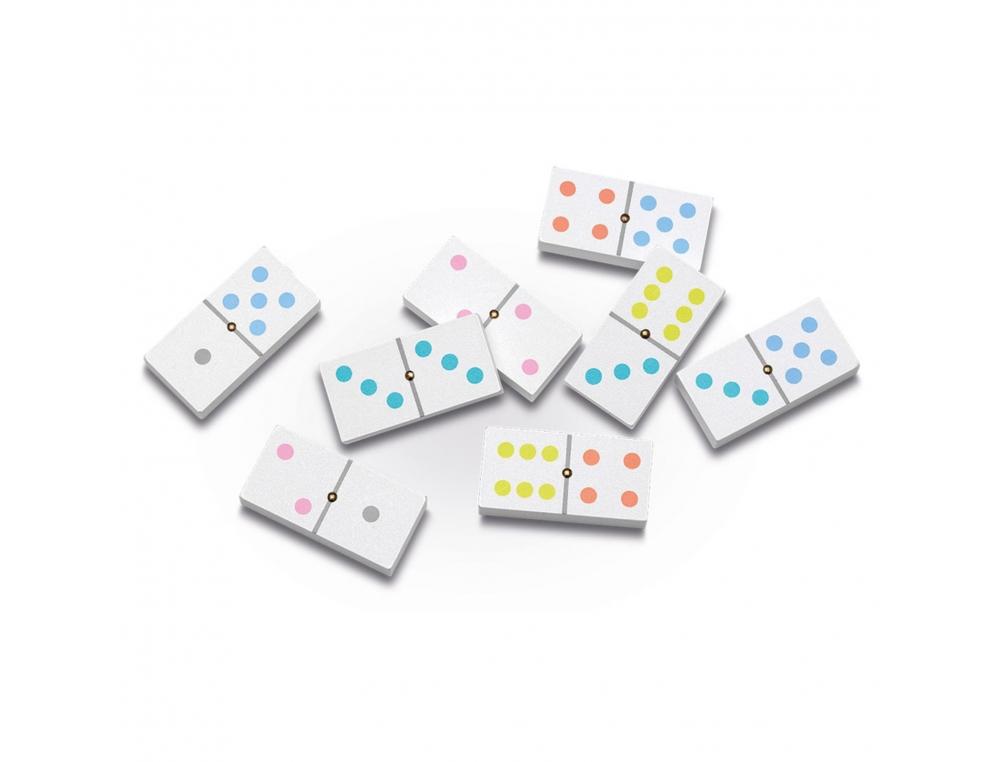 JEU DE 28 DOMINOS CAYRO BOIS 2 A 4 JOUEURS COLORIS PASTELS