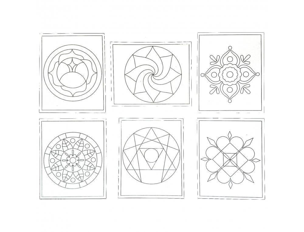 LOT DE CARTES AUTOCOLLANTES CULTURE CLUB A DECORER MOTIFS MANDALAS ASSORTIS FORMAT      19X15CM 6 UNITES