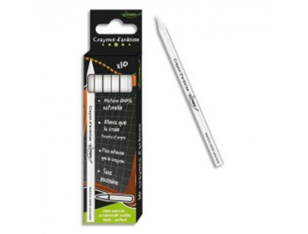 LOT CRAYONS BLANCS ULMANN POUR ARDOISES NOIRES ET PIERRE 12 UNITES DONT 2 GRATUITS