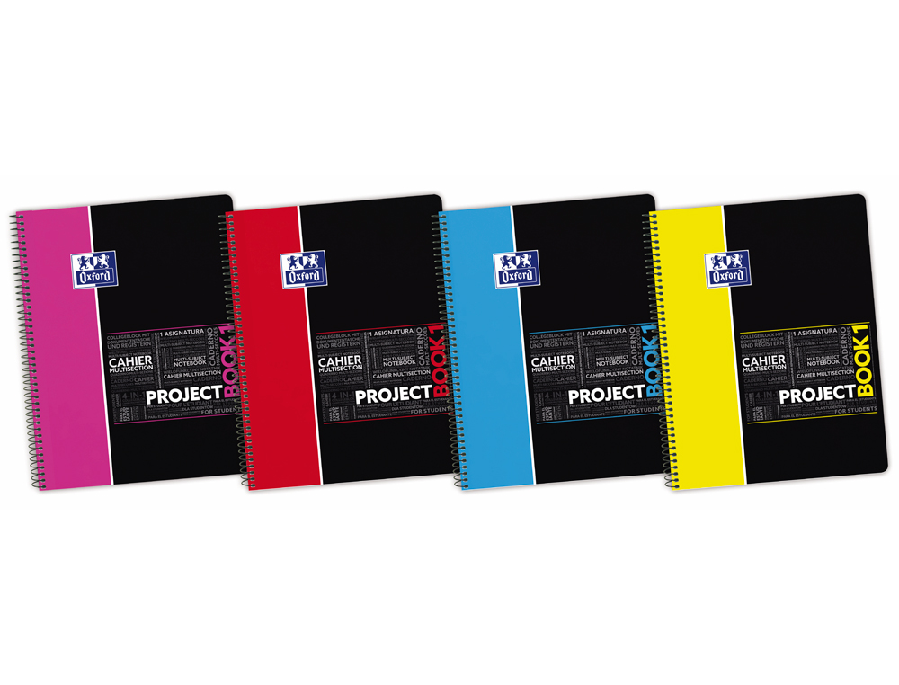 CAHIER SPIRALE OXFORD PROJECTBOOK OPTIK PAPER COUVERTURE PP A4+ 200 PAGES DÉTACHABLES PERFORÉES 5X5MM