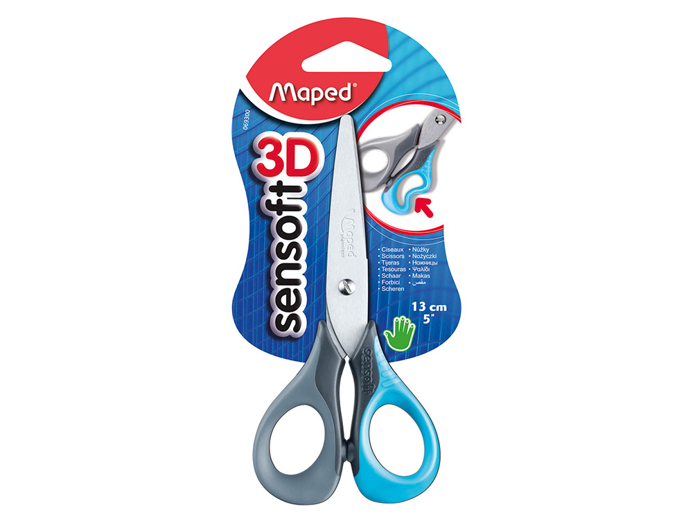 CISEAUX MAPED SENSOFT LAMES ACIER BOUTS RONDS ANNEAUX FLEXIBLES SOUPLES