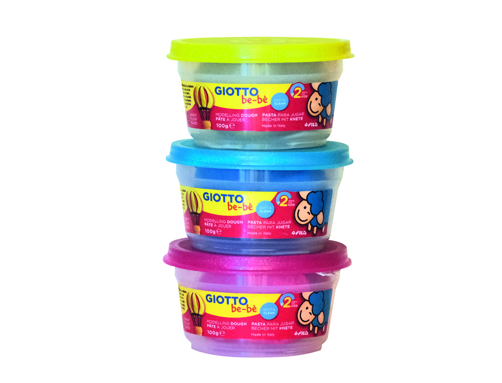 PATE A JOUER BE BE GIOTTO INGREDIENTS NATRUELS PAILLETEE GLITTER 100G 3 POTS COLORIS ASSORTIS
