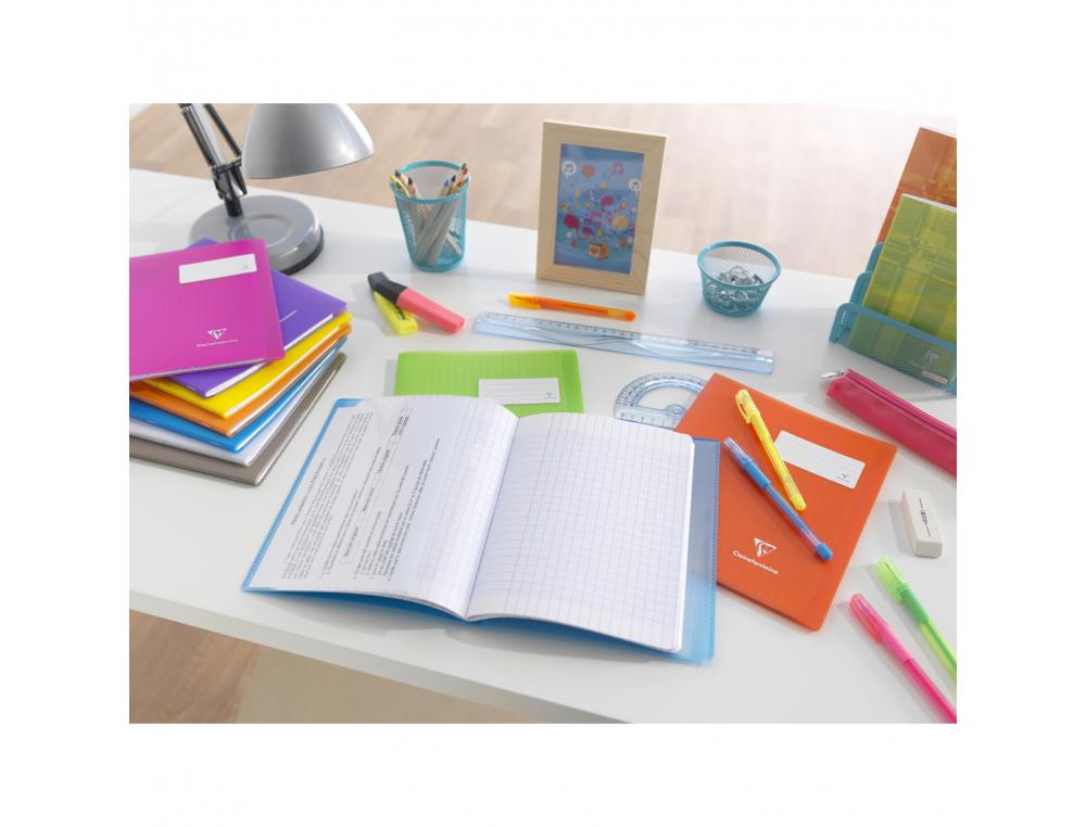 CAHIER PIQUE CLAIREFONTAINE KOVERBOOK COUVERTURE POLYPROPYLENE 24X32CM 96 PAGES 90G SEYES COLORIS BLEU