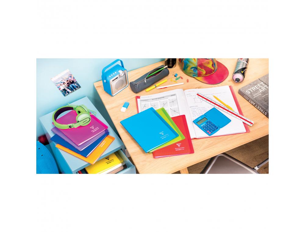 CAHIER PIQUE CLAIREFONTAINE KOVERBOOK COUVERTURE POLYPROPYLENE 24X32CM 96 PAGES 90G SEYES COLORIS BLEU