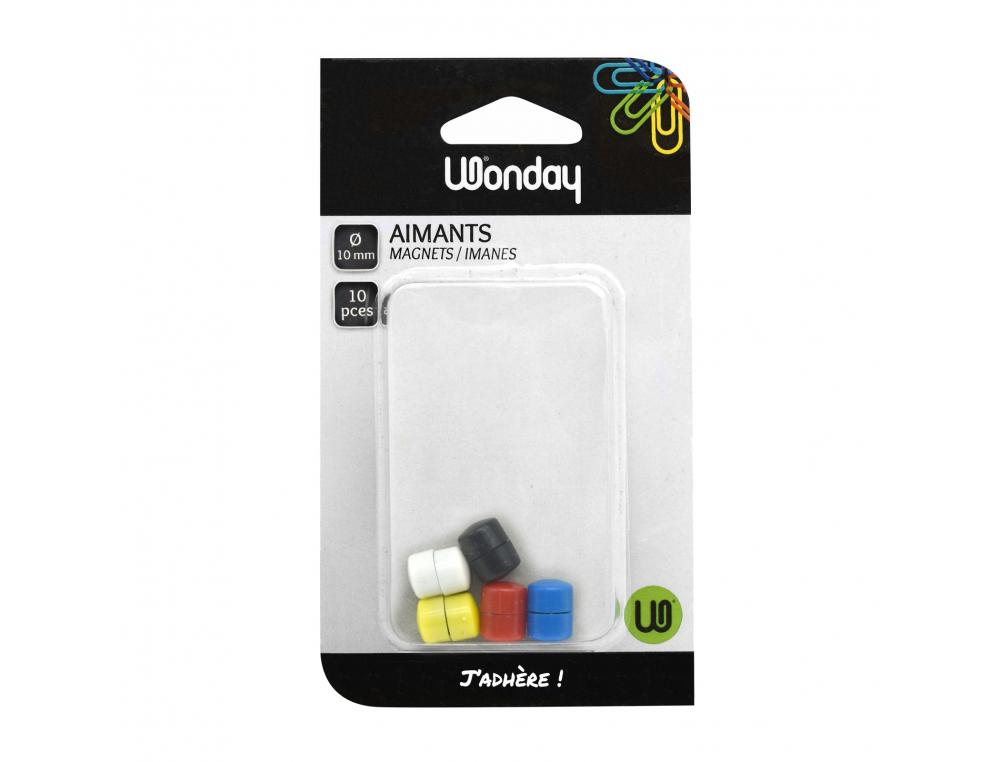 AIMANT WONDAY RONDS Ï 10MM COLORIS ASSORTIS BLISTER 10 UNITES