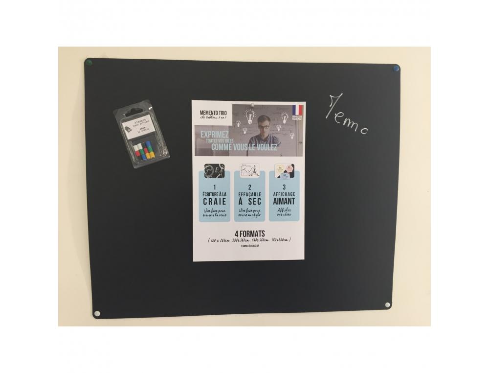 TABLEAU MEMENTO TRIO WONDAY 3 FORMES TABLEAU NOIR BLANC EFFACABLE A SEC ET AIMANT 48 X 58 CM
