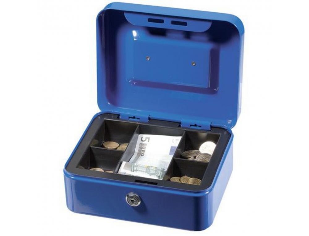 CAISSE A MONNAIE WONDAY EN METAL AVEC CASIER AMOVIBLE SERRURE A CYLINDRE COLORIS BLEUE