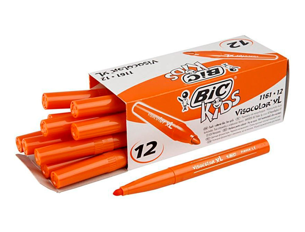 FEUTRE BIC KIDS VISACOLOR XL ENCRE LAVABLE POINTE LARGE BLOQUEE COLORIS ORANGE