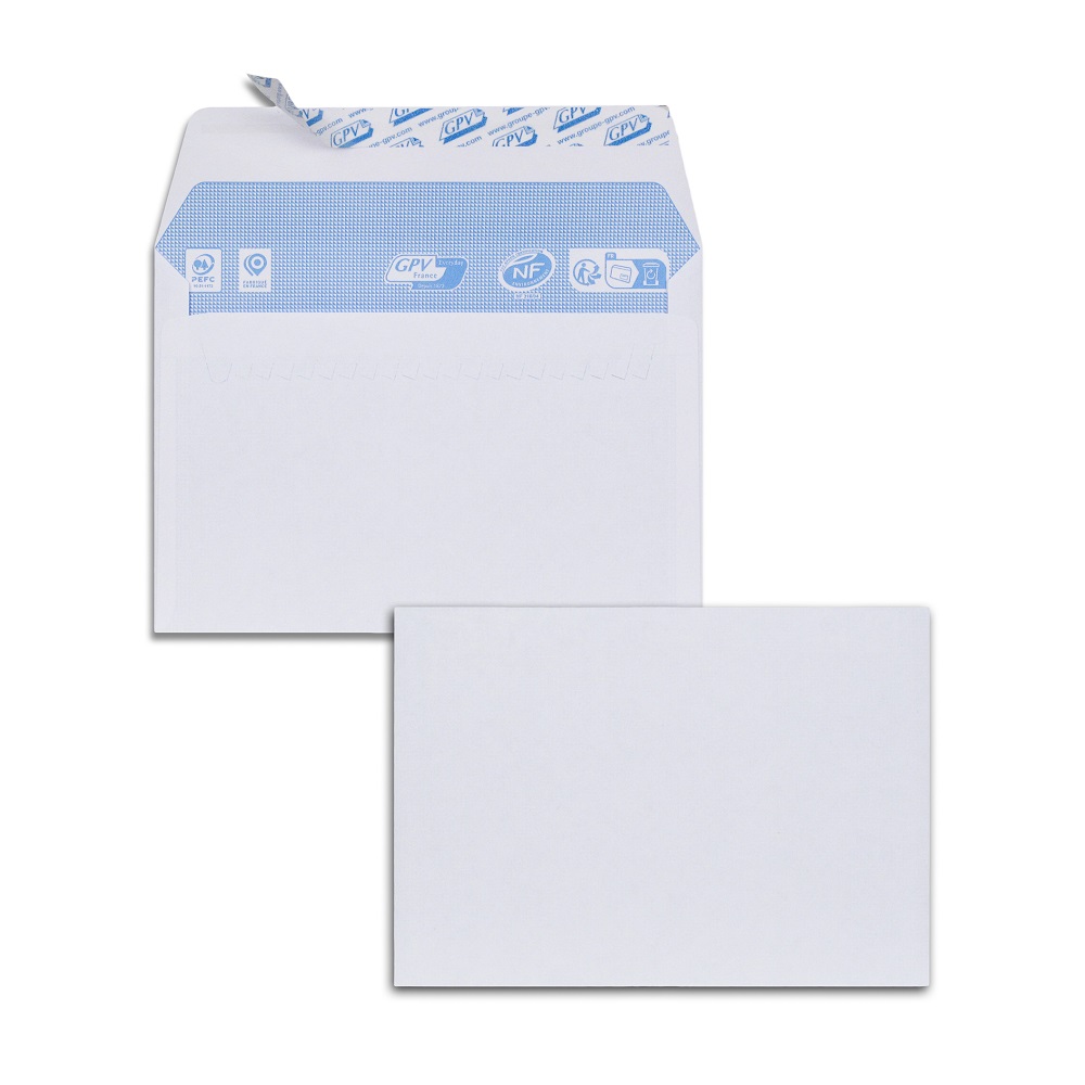 ENVELOPPE GPV ÉCONOMIQUE VÉLIN BLANC 75G C6 114X162MM ADHÉSIVE PAQUET 50 UNITÉS