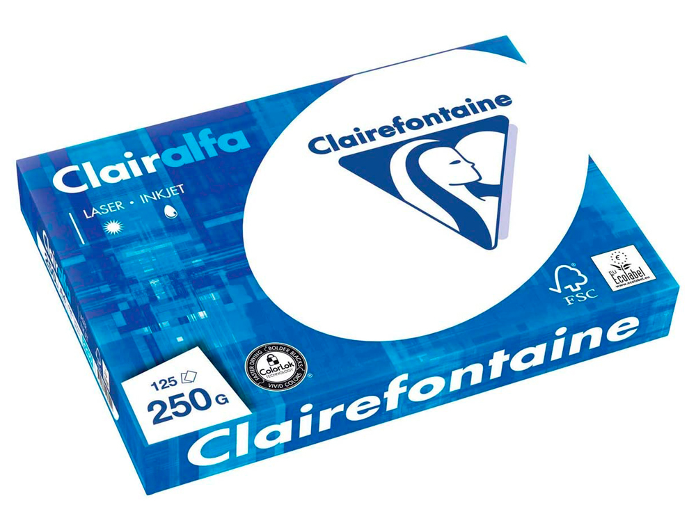 PAPIER CLAIREFONTAINE CLAIRALFA EXTRA BLANC A4 250G/M2 BLANCHEUR 170 OPACIT 93 RIGIDIT 135 TOUCHER SATIN 125 FEUILLES