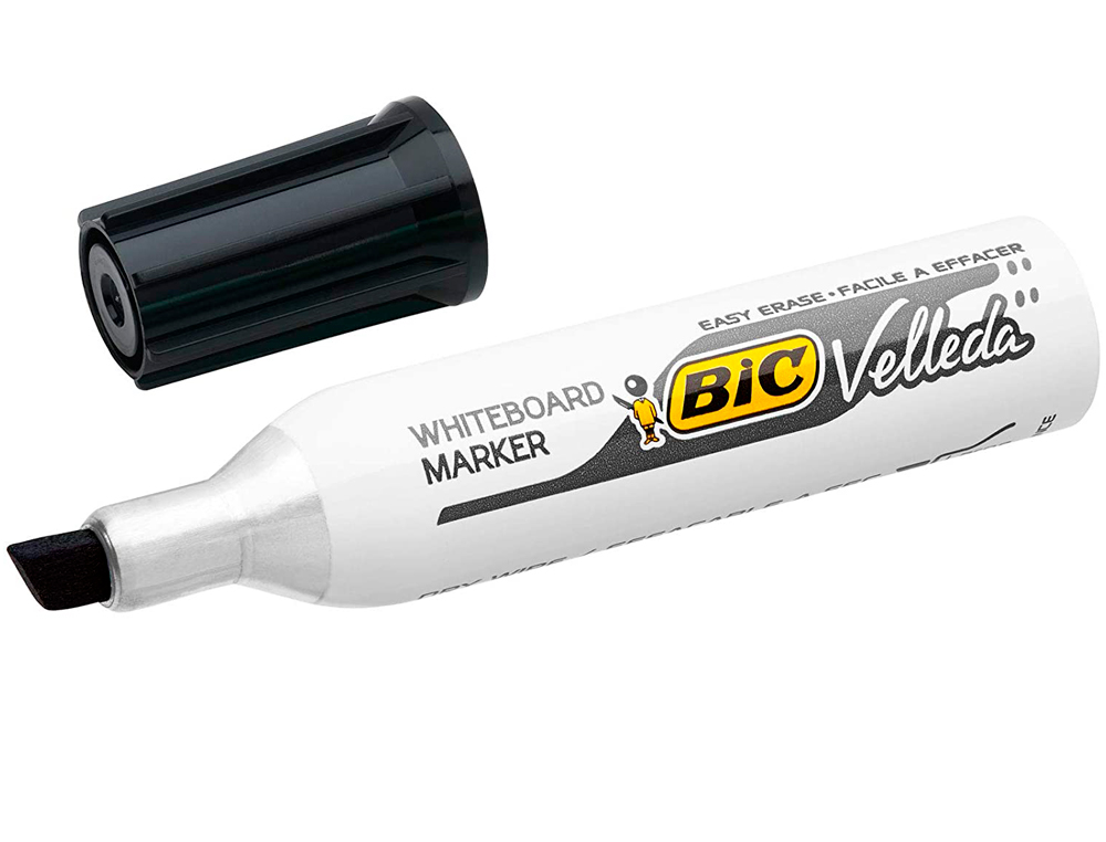 MARQUEUR BIC VELLEDA 1781 EFFAABLE POINTE BISEAUTE 2MM CRITURE 3/5MM ENCRE CTONE CORPS MTAL CAPUCHON VENTIL NOIR