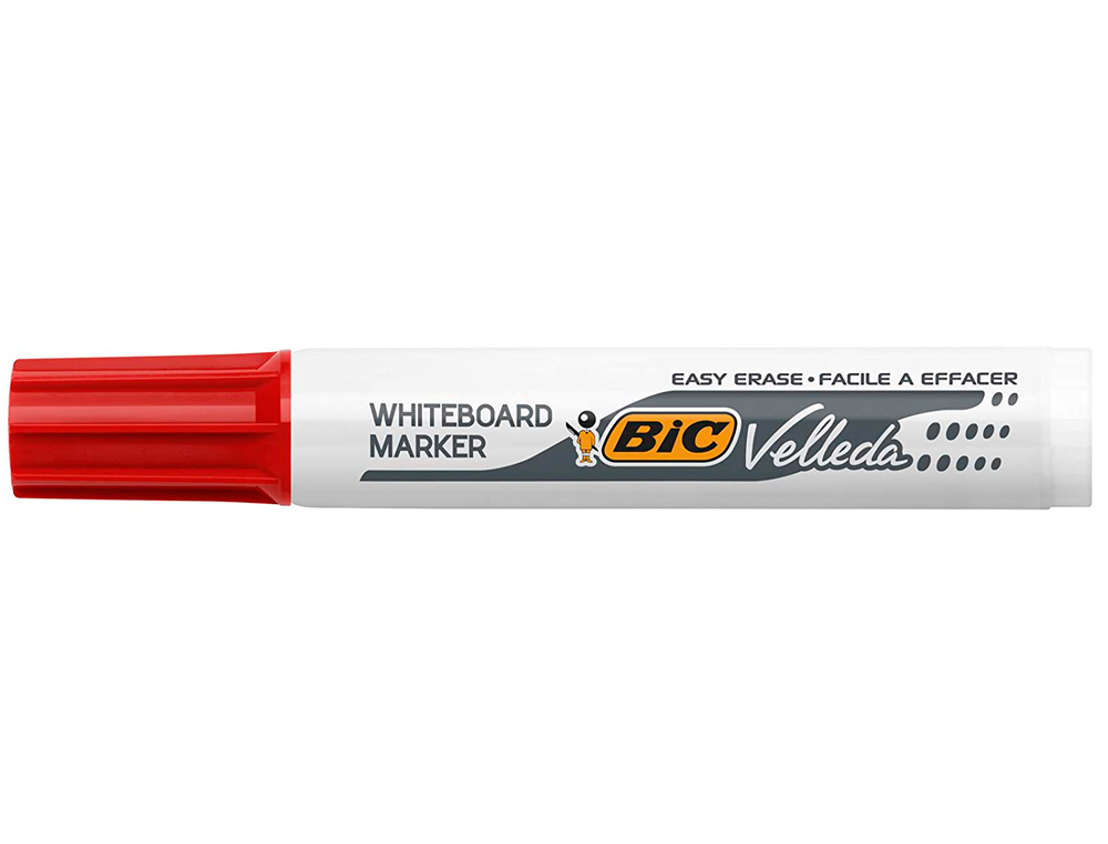 MARQUEUR BIC VELLEDA 1781 EFFAABLE POINTE BISEAUTE 2MM CRITURE 3/5MM ENCRE CTONE CORPS MTAL CAPUCHON VENTIL ROUGE