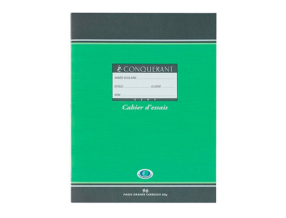 CAHIER ESSAIS PIQUÉ CONQUÉRANT SEPT COUVERTURE OFFSET TABLES DE CALCUL 17X22CM 48 PAGES 60G
