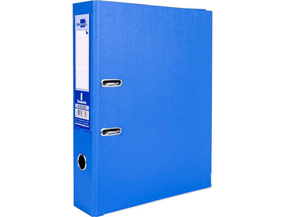 CLASSEUR LEVIER LIDERPAPEL DOCUMENTA A4+ CARTON REMBORDE DOS 75MM RADO METALLIQUE COLORIS BLEU