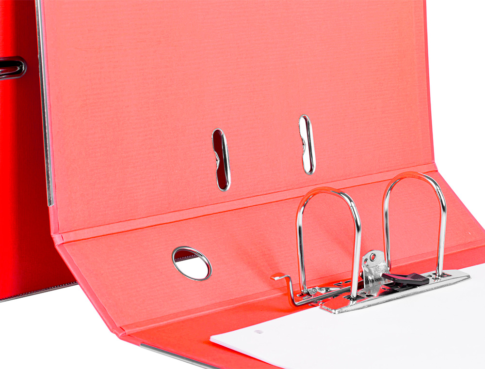 CLASSEUR LEVIER LIDERPAPEL DOCUMENTA A4+ CARTON REMBORDE DOS 75MM RADO METALLIQUE      COLORIS ROUGE