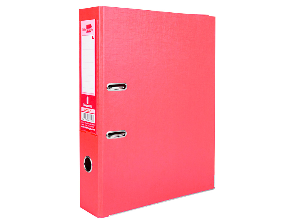 CLASSEUR LEVIER LIDERPAPEL DOCUMENTA A4+ CARTON REMBORDE DOS 75MM RADO METALLIQUE      COLORIS ROUGE