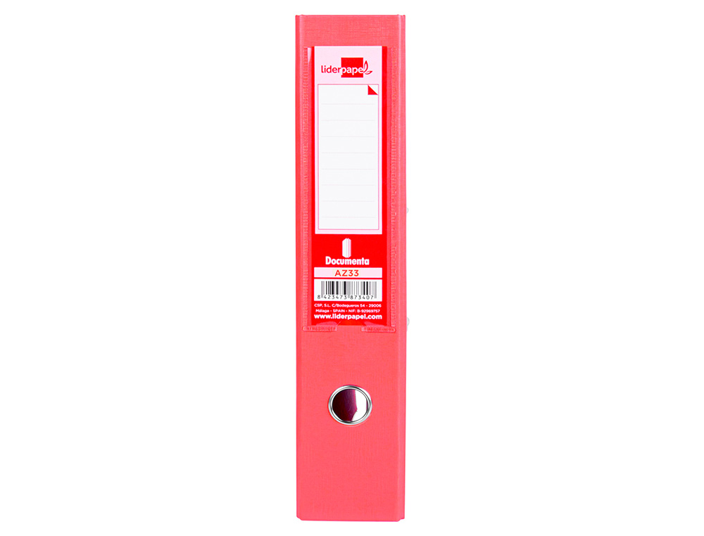 CLASSEUR LEVIER LIDERPAPEL DOCUMENTA A4+ CARTON REMBORDE DOS 75MM RADO METALLIQUE      COLORIS ROUGE