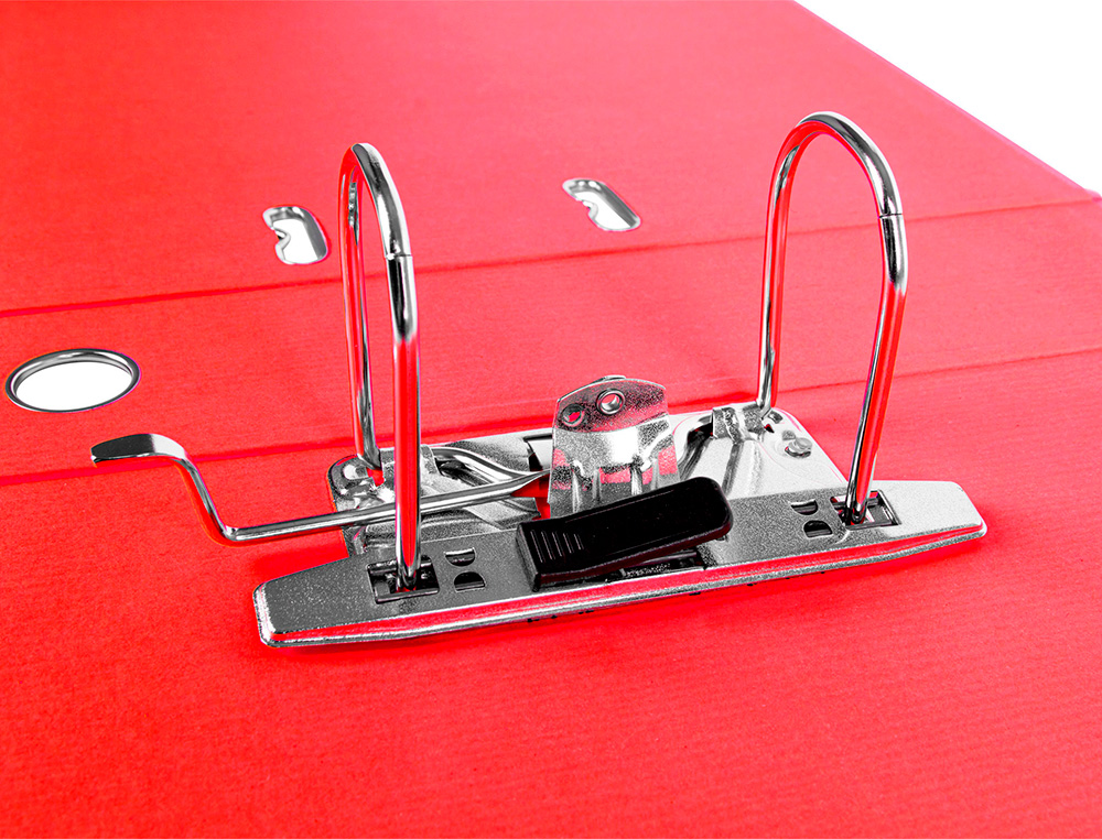 CLASSEUR LEVIER LIDERPAPEL DOCUMENTA A4+ CARTON REMBORDE DOS 75MM RADO METALLIQUE      COLORIS ROUGE