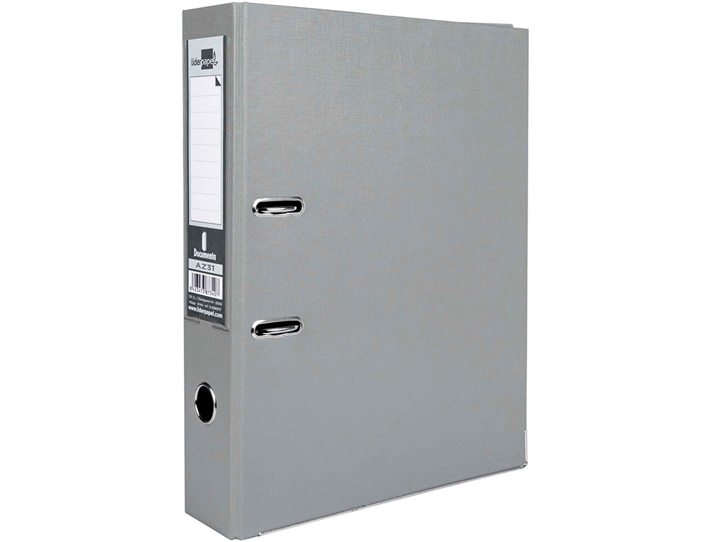 CLASSEUR LEVIER LIDERPAPEL DOCUMENTA A4+ CARTON REMBORDE DOS 75MM RADO METALLIQUE COLORIS GRIS