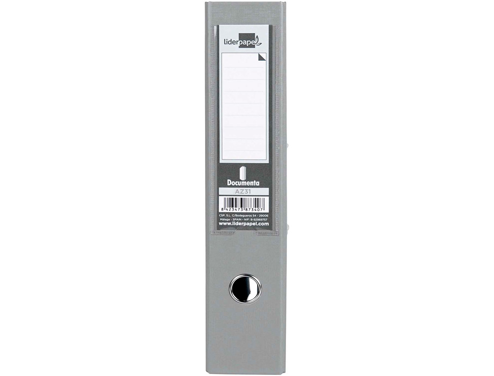 CLASSEUR LEVIER LIDERPAPEL DOCUMENTA A4+ CARTON REMBORDE DOS 75MM RADO METALLIQUE COLORIS GRIS