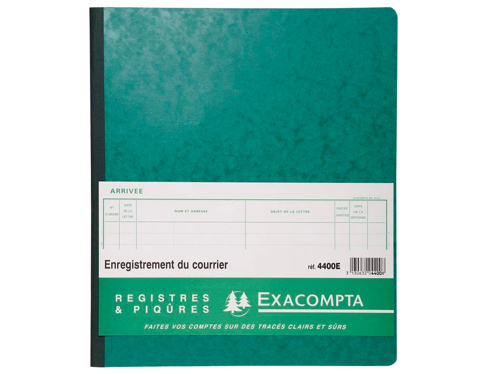 REGISTRE PIQUÉ EXACOMPTA COURRIER ARRIVÉE 320X270MM 80 PAGES