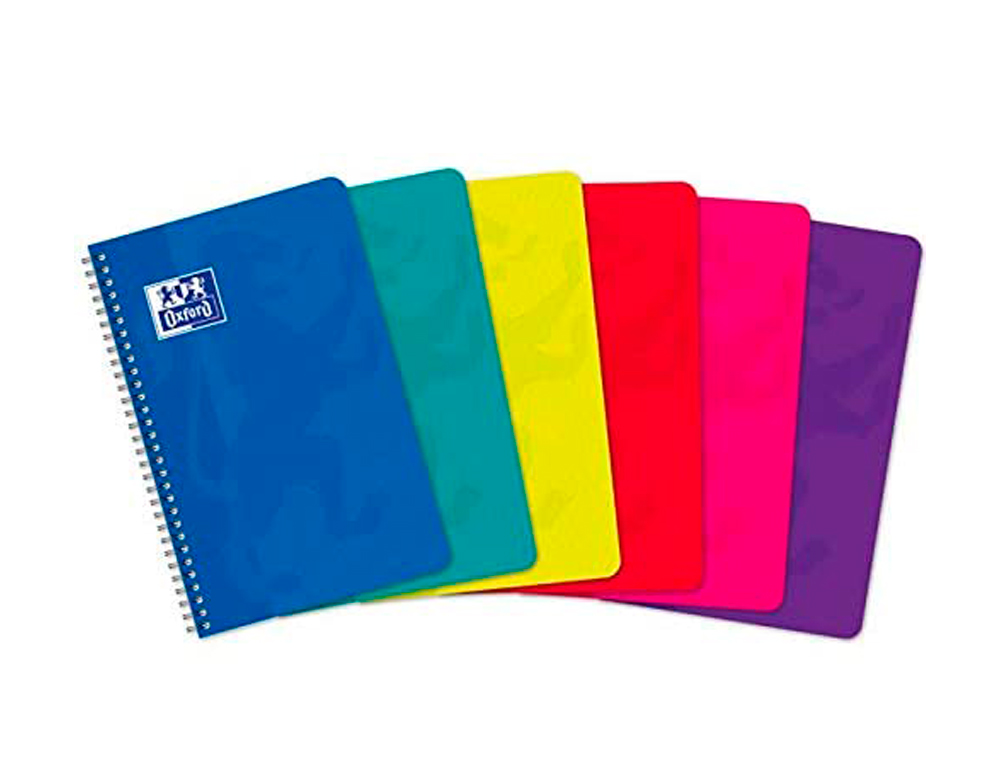 CARNET OXFORD RELIURE INTÉGRALE COUVERTURE PELLICULÉE LAVABLE SOUPLE 11X17CM 180 PAGES 90G 5X5MM COLORIS ASSORTIS