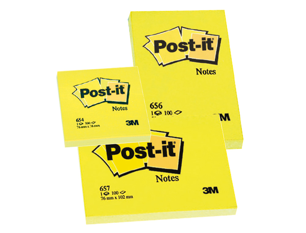 BLOC-NOTES POST-IT 655 76X127MM 100F/BLOC REPOSITIONNABLES COLORIS JAUNE