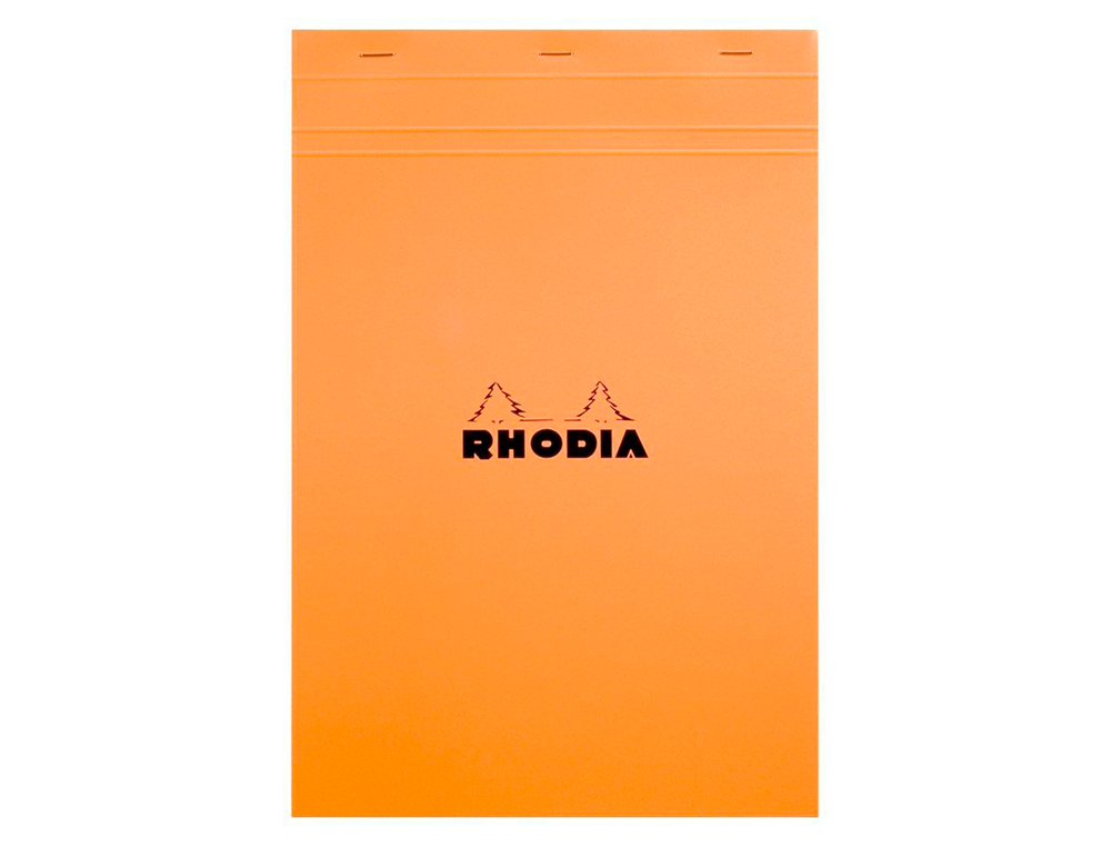 BLOC BUREAU RHODIA A5 PAPIER VÉLIN SURFIN COUVERTURE ENDUITE ENVELOPPANTE 148X210MM 80F DÉTACHABLES 80G 5X5MM ORANGE