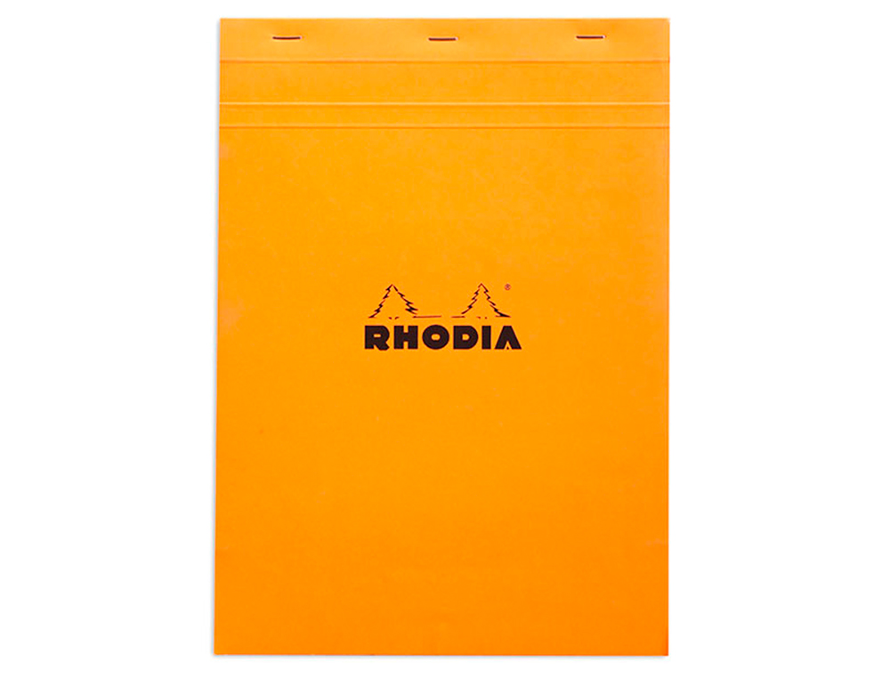 BLOC BUREAU RHODIA A4+ PAPIER VÉLIN SURFIN COUVERTURE ENDUITE ENVELOPPANTE 210X320MM 80F DÉTACHABLES 80G SÉYÈS ORANGE