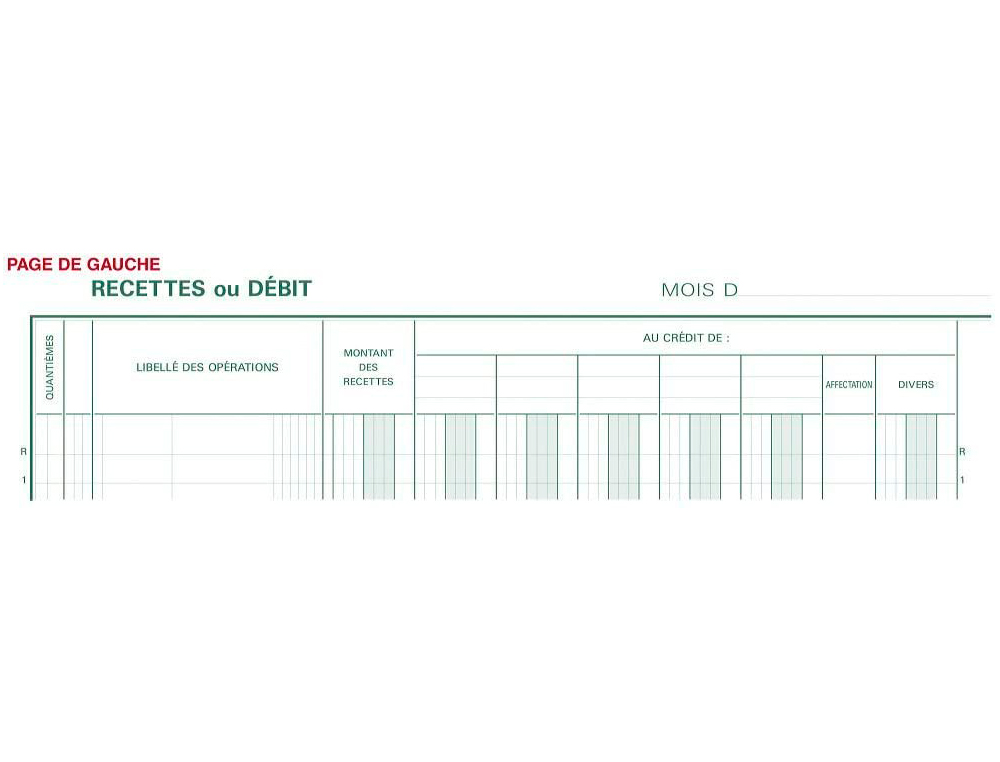 JOURNAL EXACOMPTA CAISSE/BANQUE 250X320MM VERTICAL 33 LIGNES 80 PAGES 2 LIBELLÉS 5 DÉBITS 5 CRÉDITS