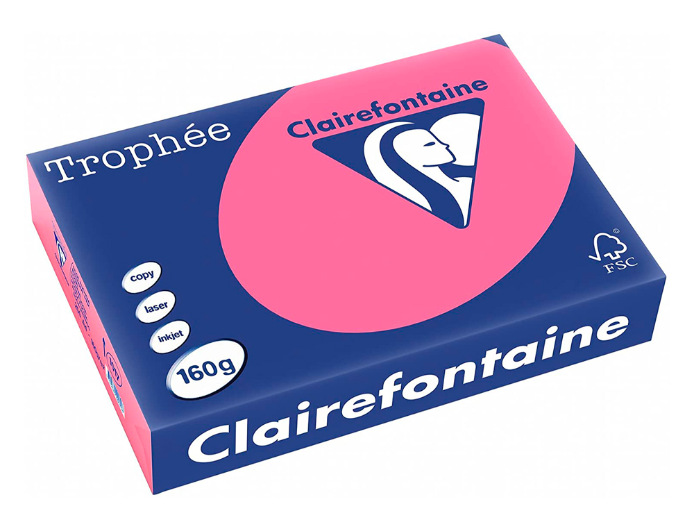 PAPIER COULEUR CLAIREFONTAINE TROPHE MULTIFONCTION A3 80G/M2 ROSE PASTEL PAQUET 500 FEUILLES