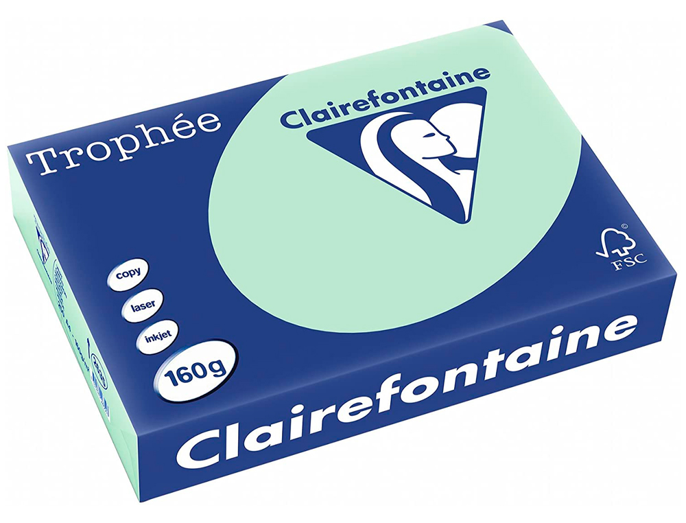 PAPIER COULEUR CLAIREFONTAINE TROPHÉE MULTIFONCTION A4 160G/M2 VERT PASTEL PAQUET 250 FEUILLES