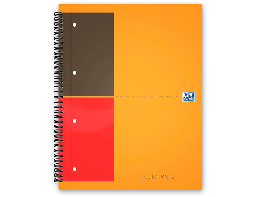 CAHIER OXFORD ACTIVE BOOK OPTIK PAPER COUVERTURE POLYPROPYLÈNE POCHETTE RANGEMENT A4+ 21X32CM 160 PAGES LIGNÉ