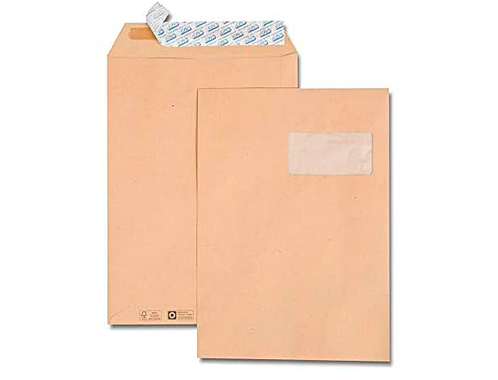POCHETTE KRAFT GPV ADHÉSIVE ÉCONOMIQUE C4 229X324MM 90G FENÊTRE 50X100MM BOÎTE 250 UNITÉS