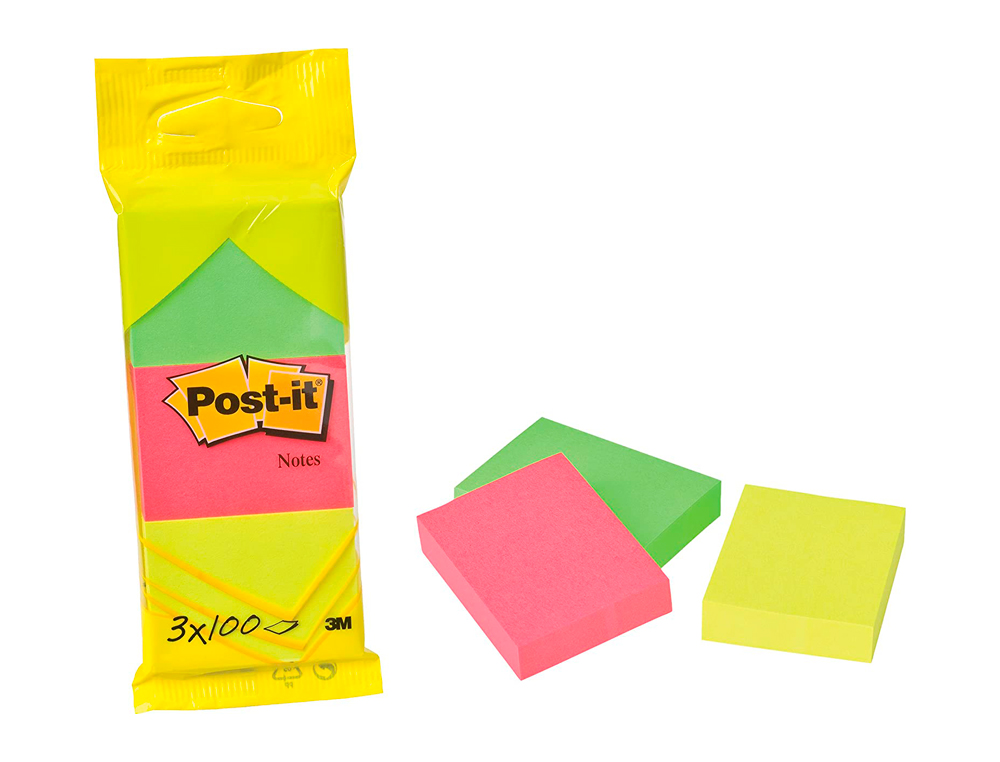BLOC-NOTES POST-IT COULEURS ÉNERGIQUES 51X38MM 100F REPOSITIONNABLES 5 COLORIS ASSORTIS 12 BLOCS