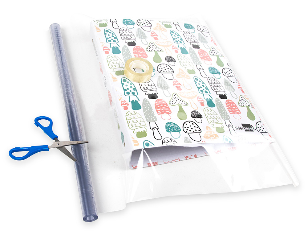 COUVRE-LIVRES LIDERPAPEL PLASTIQUE TRANSPARENT RÉSISTANT 7/100E ROULEAU 0.45X5M