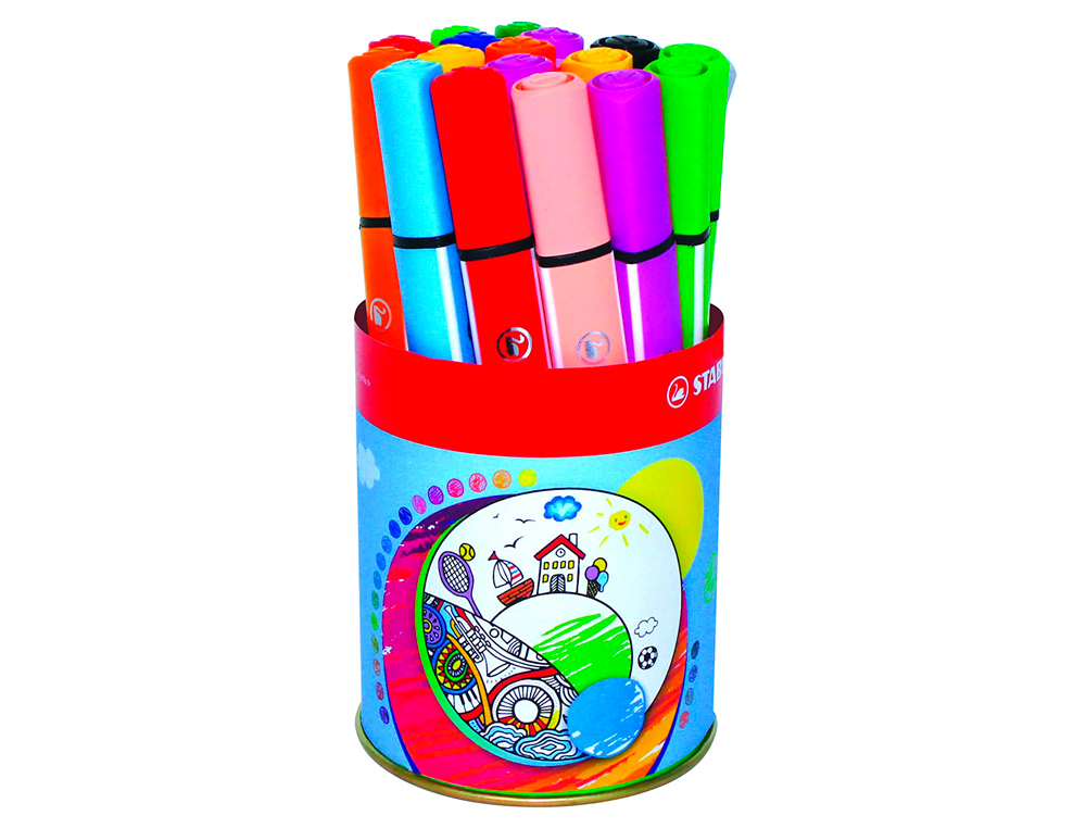 FEUTRE COLORIAGE STABILO TRIO SCRIBBI TRIANGULAIRE ENCRE LAVABLE POINTE AMORTISSEUR INCASSABLE 8 COULEURS POT 16 UNITS