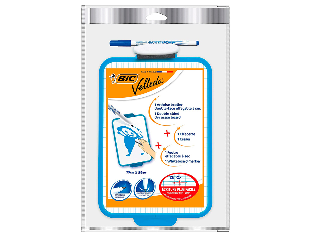 ARDOISE BLANCHE BIC VELLEDA 190X260MM 1 FACE UNIE 1 FACE QUADRILLÉE 1 FEUTRE VELLEDA 1721 1 EFFACETTE