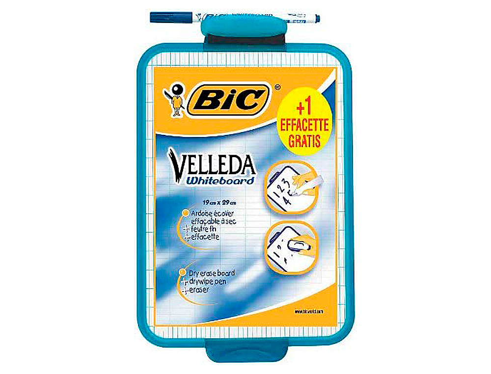 ARDOISE BLANCHE BIC VELLEDA KIDS ERGONOMIQUE 200X300MM 1 FACE UNIE 1 FACE QUADRILLÉE 1 FEUTRE VELLEDA 1721 1 EFFACETTE