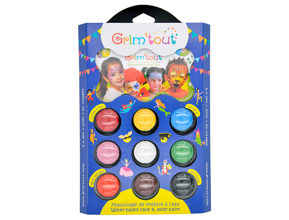 PALETTE MAQUILLAGE OZ INTERNATIONAL CARNAVAL GRIM'TOUT CONTIENT 1 PONGE 1 PINCEAU 1 GUIDE 9 COLORIS ASSORTIS