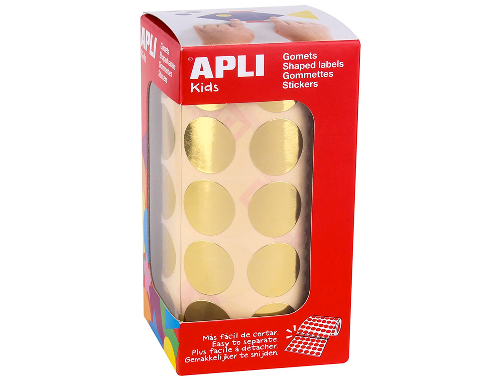 GOMMETTE MÉTALLISÉE APLI AGIPA RONDE DIAMÈTRE 20MM COLORIS OR ROULEAU 1770 UNITÉS