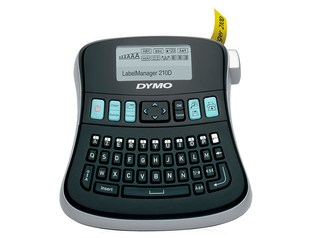 TITREUSE DYMO LABEL MANAGER 210D ÉCRAN 180DPI CLAVIER AZERTY 2 LIGNES 7 STYLES 6 TAILLES CARACTÈRES 132 SYMBOLES 435G