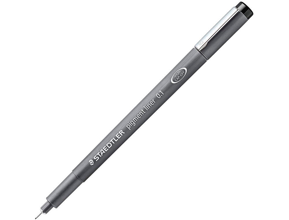 STYLO-FEUTRE STAEDTLER PIGMENT LINER TECHNIQUE TRAIT 0.1MM ENCRE NOIRE INFALSIFIABLE POINTE CALIBRE BAGUE MTAL