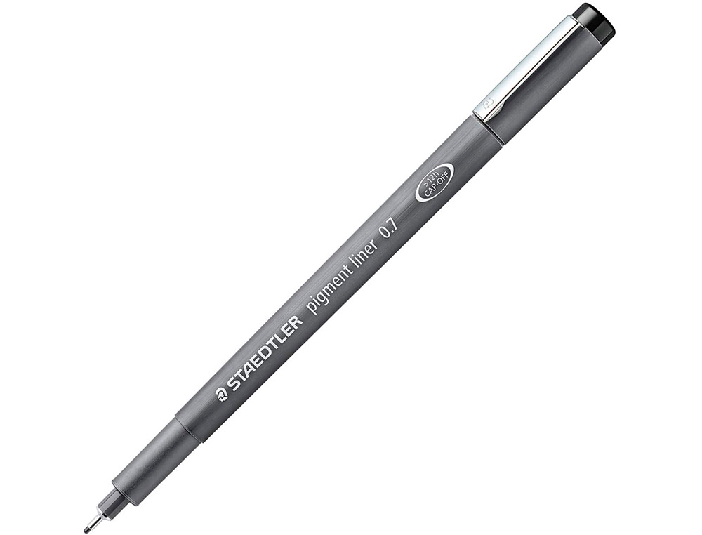 STYLO-FEUTRE STAEDTLER PIGMENT LINER TECHNIQUE TRAIT 0.7MM ENCRE NOIRE INFALSIFIABLE POINTE CALIBRE BAGUE MTAL