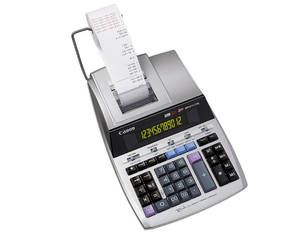 CALCULATRICE CANON IMPRIMANTE MP-1211LTSC 12 CHIFFRES CONVERTISSEUR MONNAIE 334X219X745MM 1.6KG IMPRESSION BICOLORE