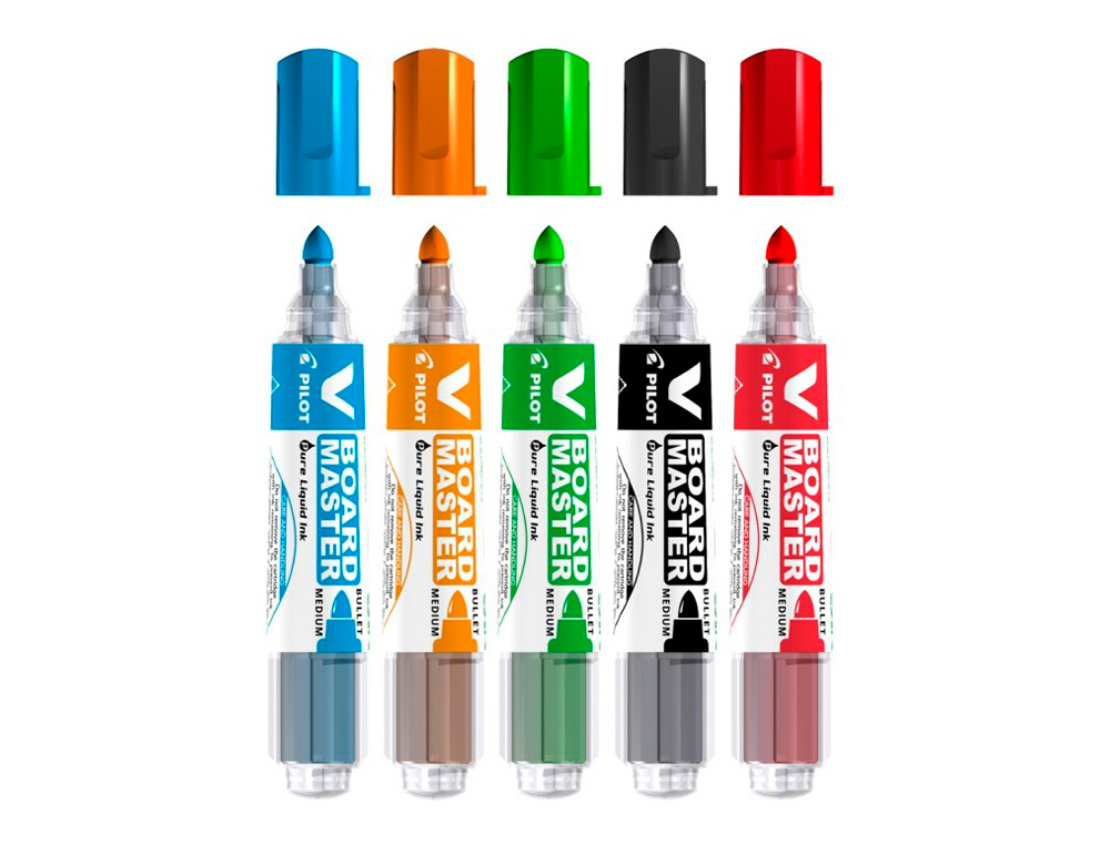 MARQUEUR PILOT V BOARD MASTER RECHARGEABLE POINTE OGIVE TRACÉ 2MM ENCRE LIQUIDE BASE ALCOOL COULEUR VIVE NOIR