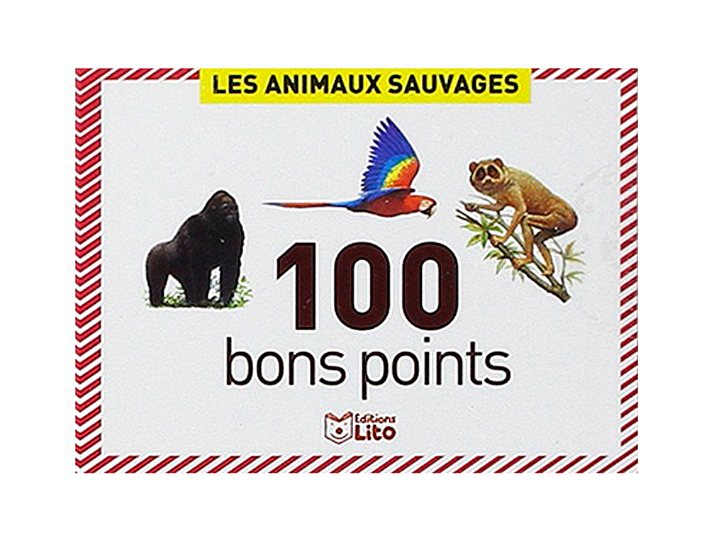 BON POINT DITIONS LITO ANIMAUX SAUVAGES TEXTE PDAGOGIQUE AU VERSO 61X82MM BOTE 100 UNITS